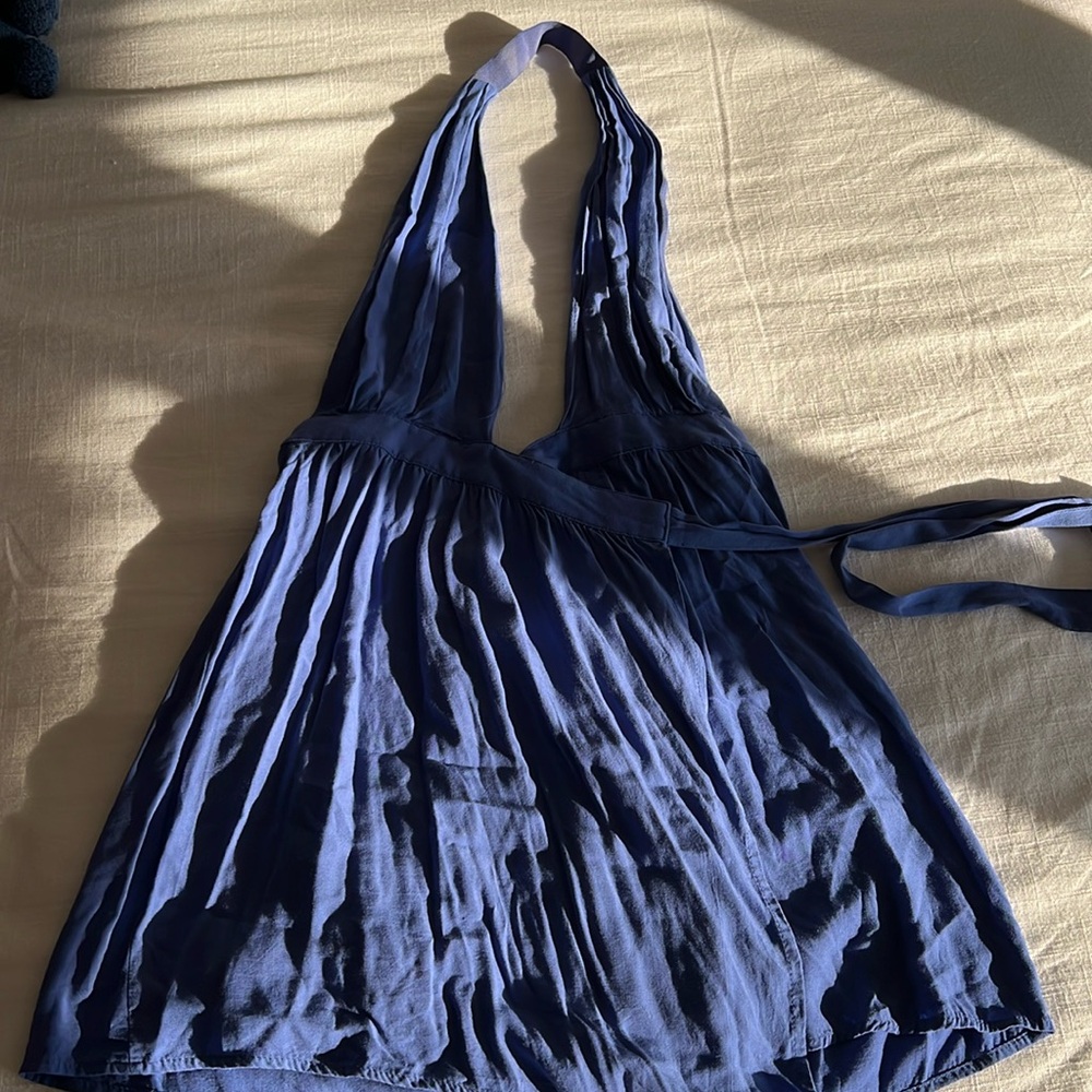 Lulus Blue Wrap mini dress halter